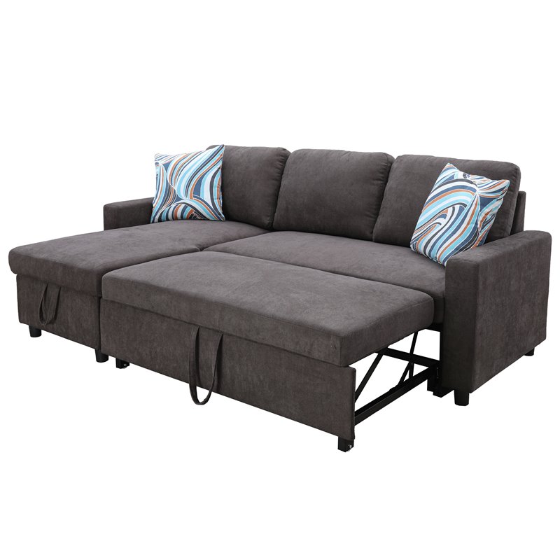Star Home Living Hannah Microfiber Fabric Revers. Sectional Sofa in Dark Brown