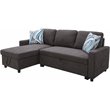 Star Home Living Hannah Microfiber Fabric Revers. Sectional Sofa in Dark Brown