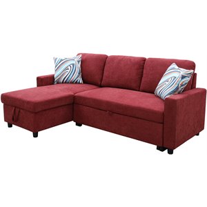 star home living hannah microfiber fabric revers. sectional sofa in red