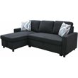 Star Home Living Hannah Microfiber Fabric Revers. Sectional Sofa in Black