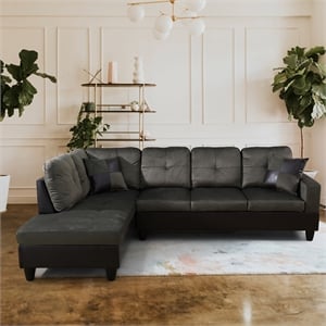 Star Home Living Corp Timmy Fabric Left Facing Sectional in Taupe Gray