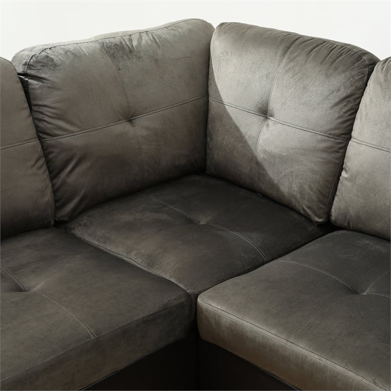 Star Home Living Corp Timmy Fabric Left Facing Sectional in Taupe Gray