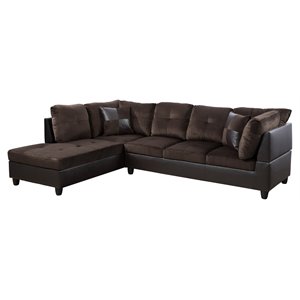 star home living corp timmy microfiber fabric left facing sectional in chocolate