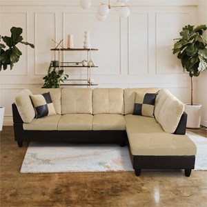 Star Home Living Corp Chris Microfiber Fabric Right Facing Sectional in Beige