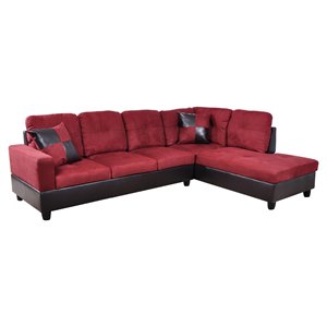 star home living corp chris microfiber fabric right facing sectional in red