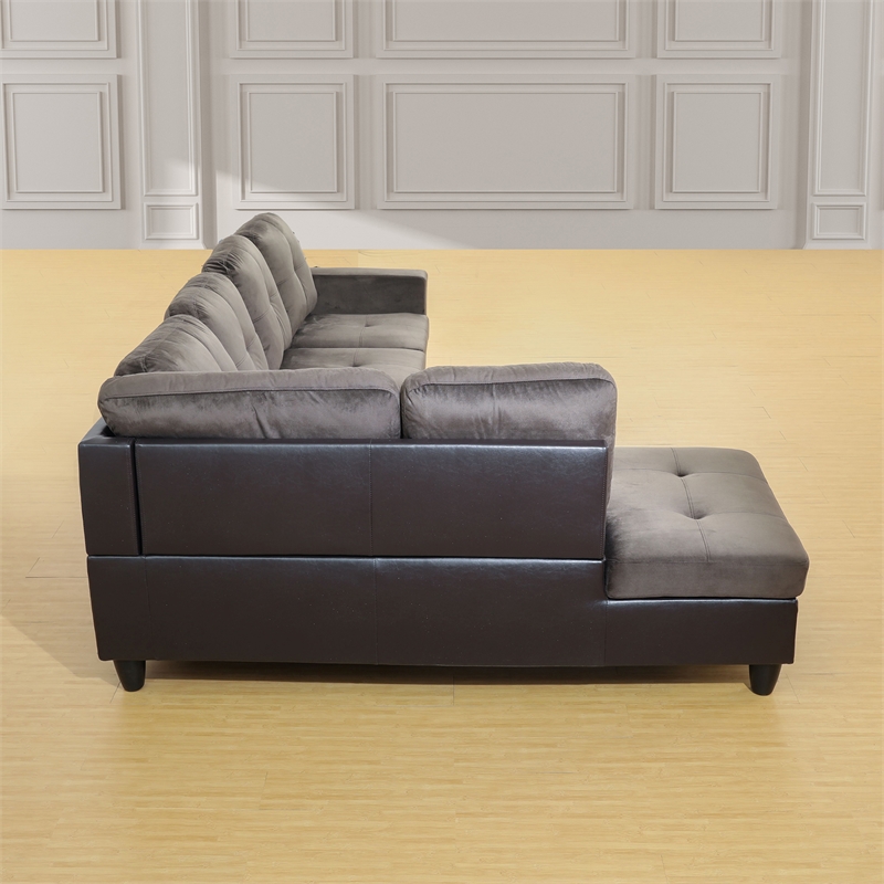 Star Home Living Corp Chris Microfiber Fabric Right Facing Sectional in Espresso