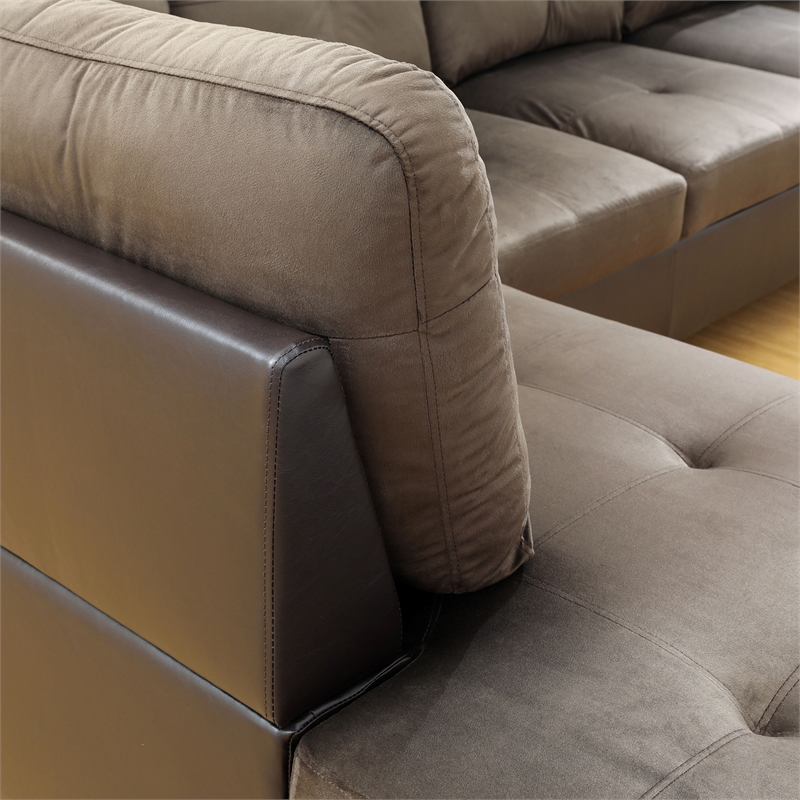 Star Home Living Corp Chris Microfiber Fabric Right Facing Sectional in Espresso