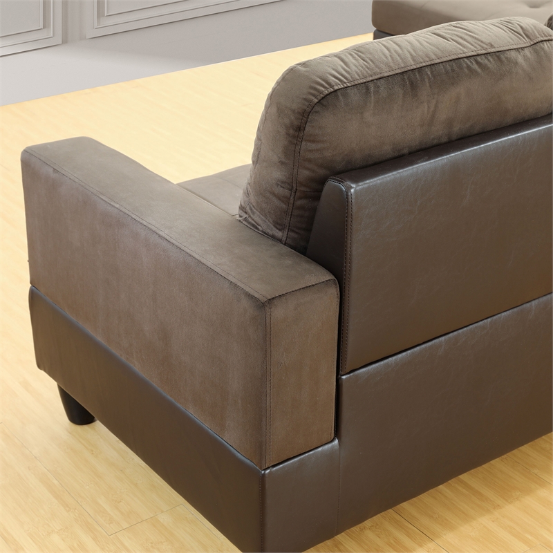 Star Home Living Corp Chris Microfiber Fabric Right Facing Sectional in Espresso