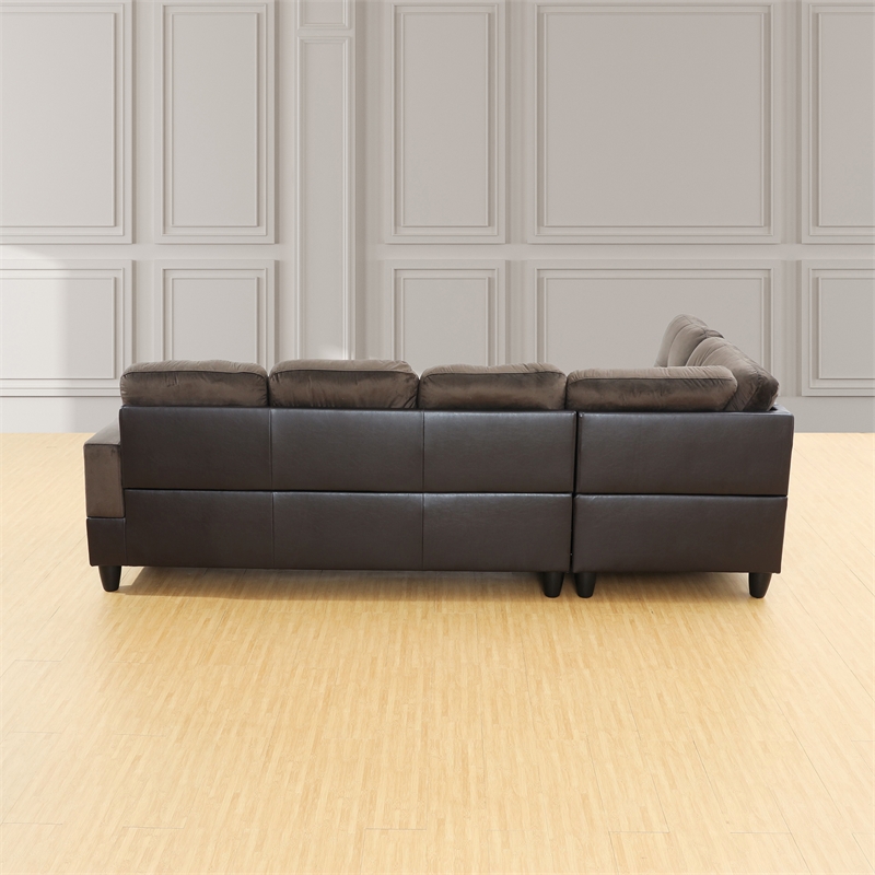 Star Home Living Corp Chris Microfiber Fabric Right Facing Sectional in Espresso