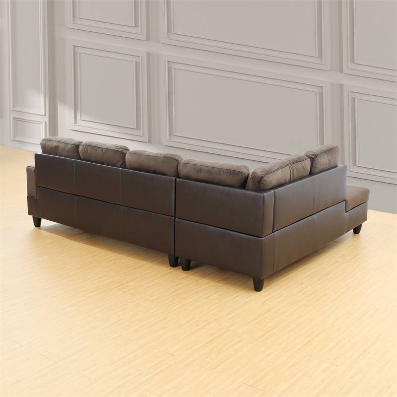 Star Home Living Corp Chris Microfiber Fabric Right Facing Sectional in Espresso