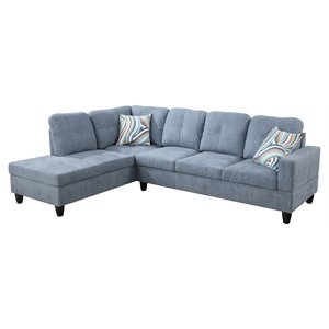Star Home Living Corp Ben Lint Fabric Left Sectional Sofa in Flint Gray