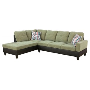 Star Home Living Corp Ben Lint Fabric Left Sectional Sofa in Pickle Green