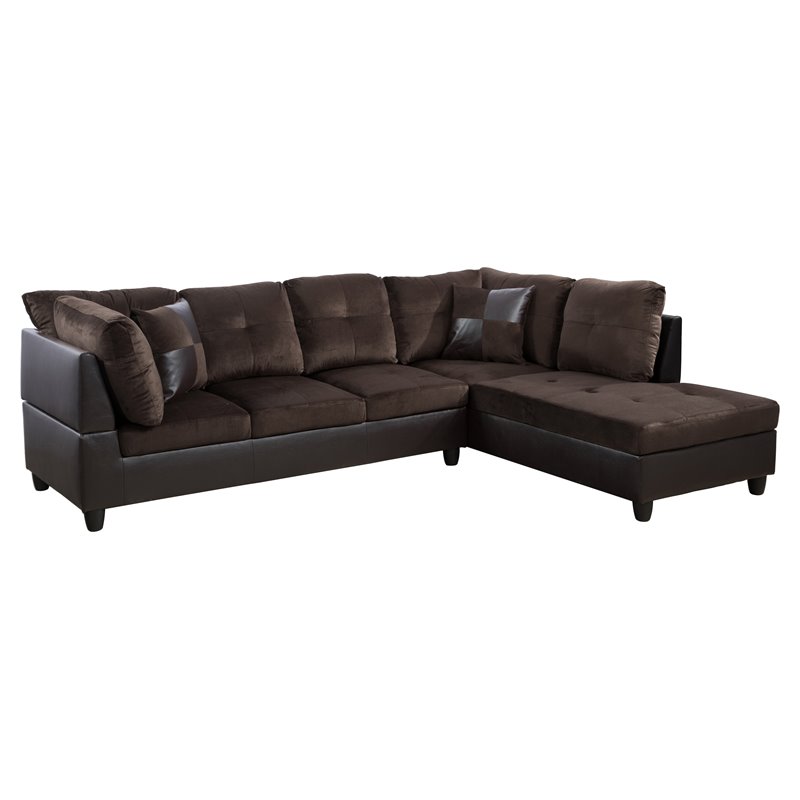 Star Home Living Corp Chris Fabric Right Facing Sectional in Chocolate