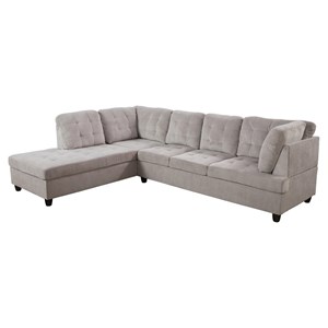 Star Home Living Corp Nina Corduroy Fabric Left Facing Sectional in Gray
