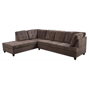 Star Home Living Corp Nina Corduroy Fabric Left Facing Sectional in Espresso