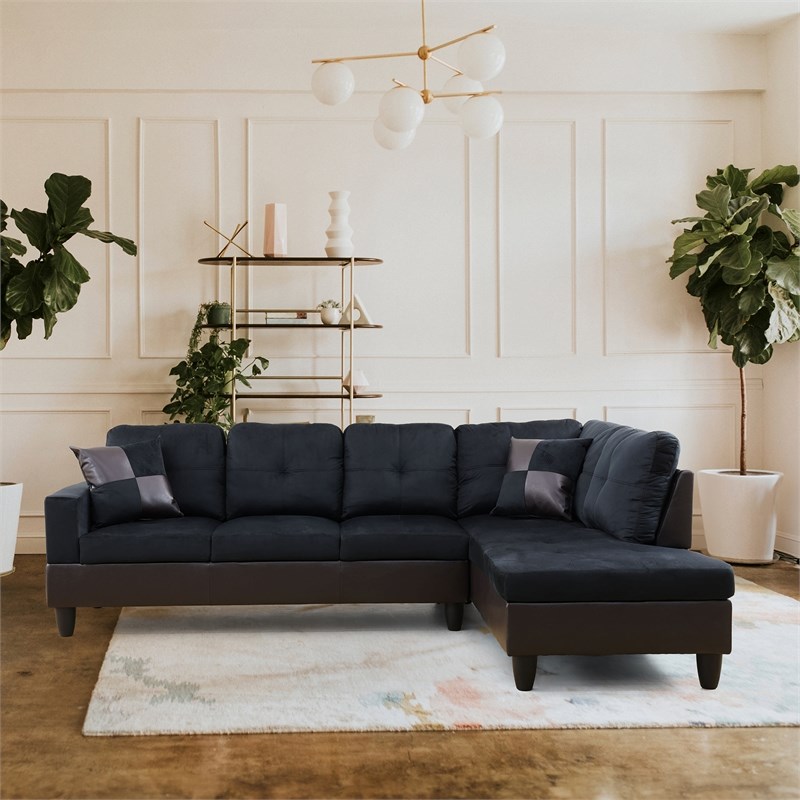 Star Home Living Corp Lisa Fabric Right Facing Sectional in Mightnight Blue