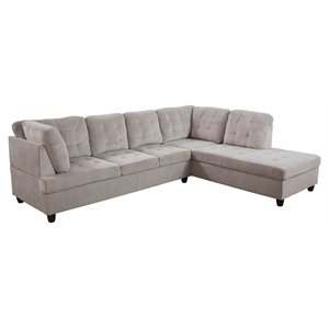 Star Home Living Corp Lisa Corduroy Fabric Right Facing Sectional in Gray