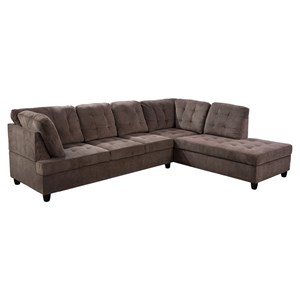Star Home Living Corp Lisa Corduroy Fabric Right Facing Sectional in Espresso