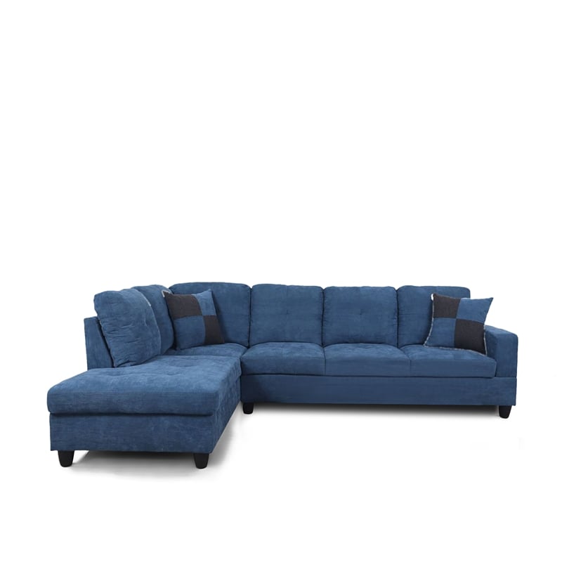 Star Home Living Corp Tracy Velvet Left Facing Sectional in Lake Blue