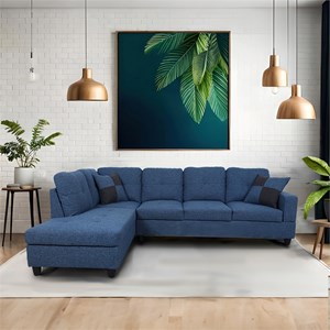 Star Home Living Corp Tracy Fabric Left Facing Sectional in Deep Ocean Blue