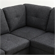 Star Home Living Corp Tracy Linen Fabric Left Facing Sectional in Black/Gray