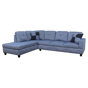 Star Home Living Corp Tracy Linen Fabric Left Facing Sectional in Flint Blue