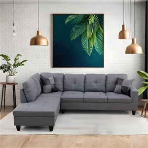 Star Home Living Corp Tracy Linen Fabric Left Facing Sectional in Gray