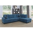 Star Home Living Corp Simon Velvet Right Facing Sectional in Lake Blue
