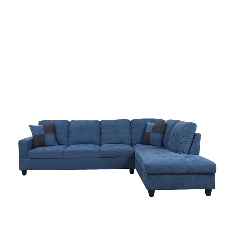 Star Home Living Corp Simon Velvet Right Facing Sectional in Lake Blue