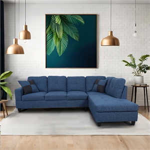 Star Home Living Corp Simon Fabric Right Facing Sectional in Deep Ocean Blue