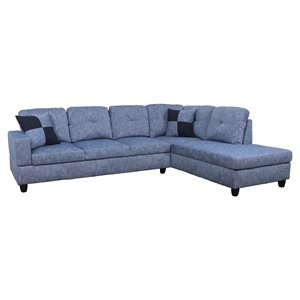 Star Home Living Corp Simon Linen Fabric Right Facing Sectional in Flint Blue