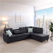 Star Home Living Corp Victor Linen Fabric Sectional Sofa in Black/Gray
