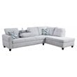 Star Home Living Corp Victor Linen Fabric Sectional Sofa in Gray White