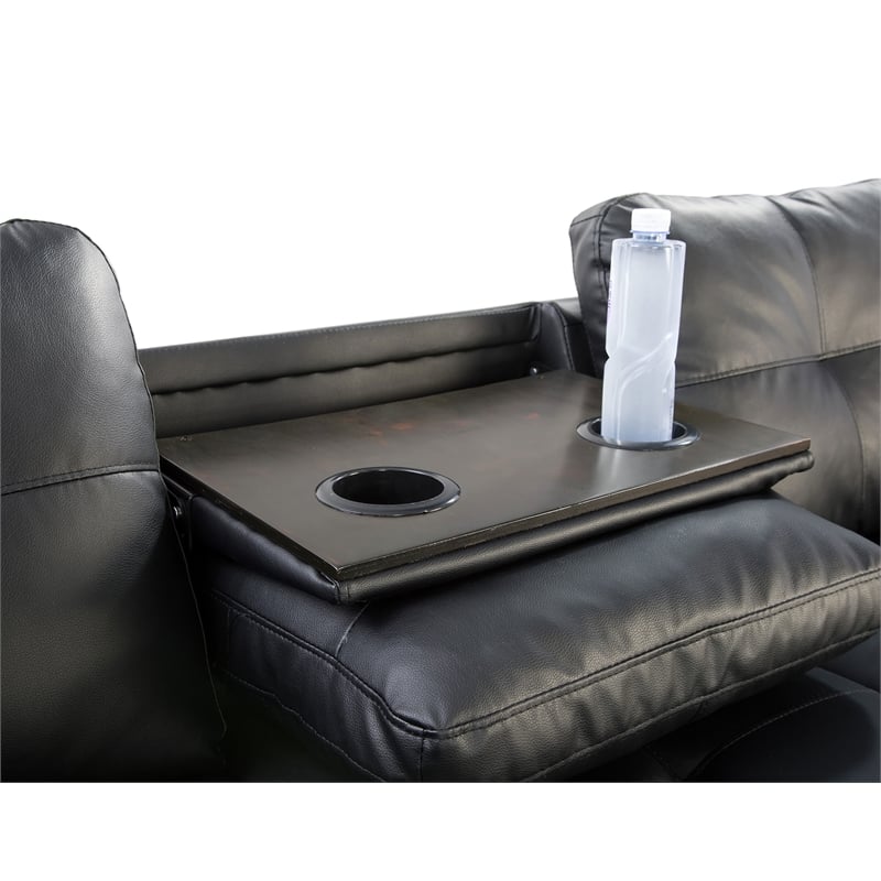 Star Home Living Corp Yolanda Faux Leather Sectional Sofa in Black