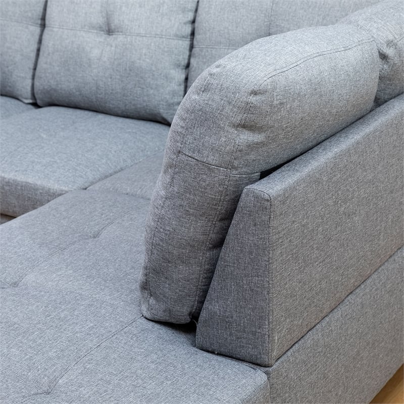 Star Home Living Corp Simon Linen Fabric Right Facing Sectional in Gray