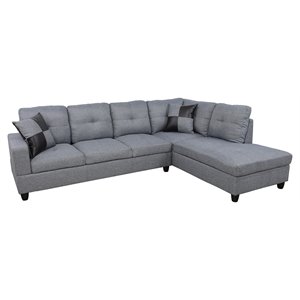 star home living corp simon linen fabric right facing sectional in gray