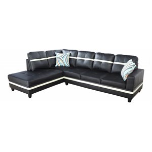 star home living corp ben faux leather left sectional sofa in black/white