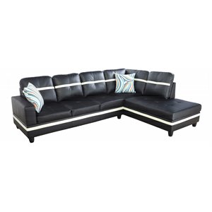 star home living corp harry faux leather right sectional sofa in black/white