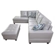 Star Home Living Corp Ben Faux Leather Left Sectional Sofa in Silver Powder