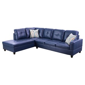 star home living corp ben faux leather left sectional sofa in blue