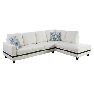 star home living corp harry faux leather right sectional sofa in white/black