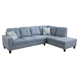Star Home Living Corp Harry Lint Fabric Right Sectional Sofa in Flint Gray