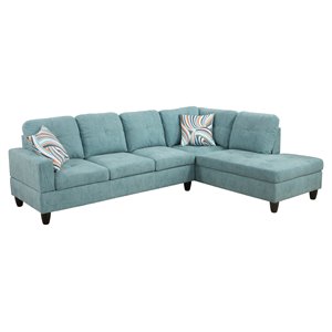 Star Home Living Corp Harry Lint Fabric Right Sectional Sofa in Seafoam Blue