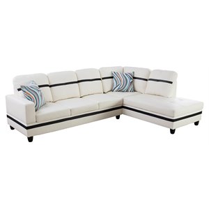 star home living corp harry faux leather right sectional sofa in white and black