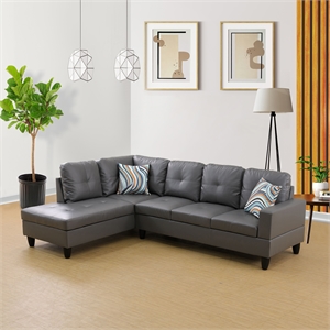 Star Home Living Corp Ben Faux Leather Left Sectional Sofa in Dark Brown