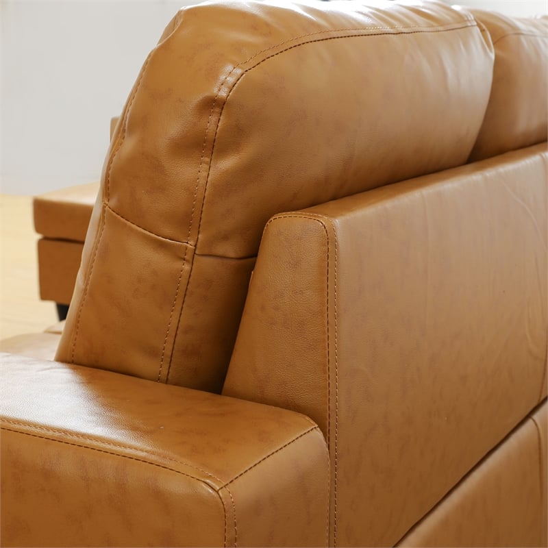 Star Home Living Corp Ben Faux Leather Left Sectional Sofa in Ginger Brown