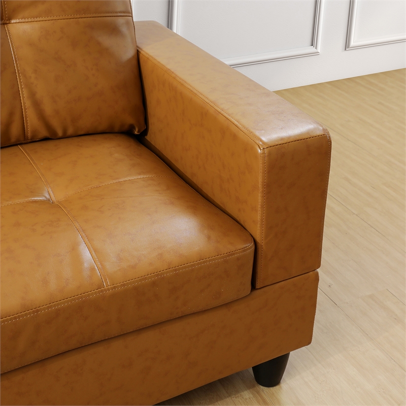 Star Home Living Corp Ben Faux Leather Left Sectional Sofa in Ginger Brown