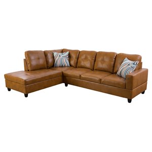star home living corp ben faux leather left sectional sofa in ginger brown