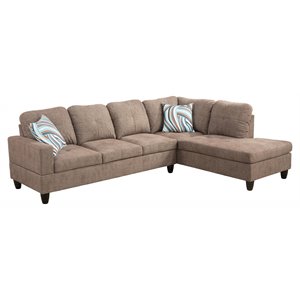 Star Home Living Corp Harry Lint Fabric Right Sectional Sofa in Cider Brown