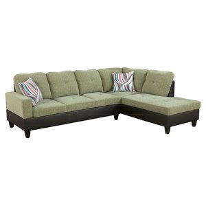 Star Home Living Corp Harry Lint Fabric Right Sectional Sofa in Pickle Green